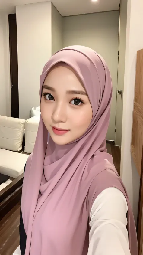 Beautuful Women、hijab, indonesian, a room、selfee、White Room、cute face、Vanrak Ayyans appears