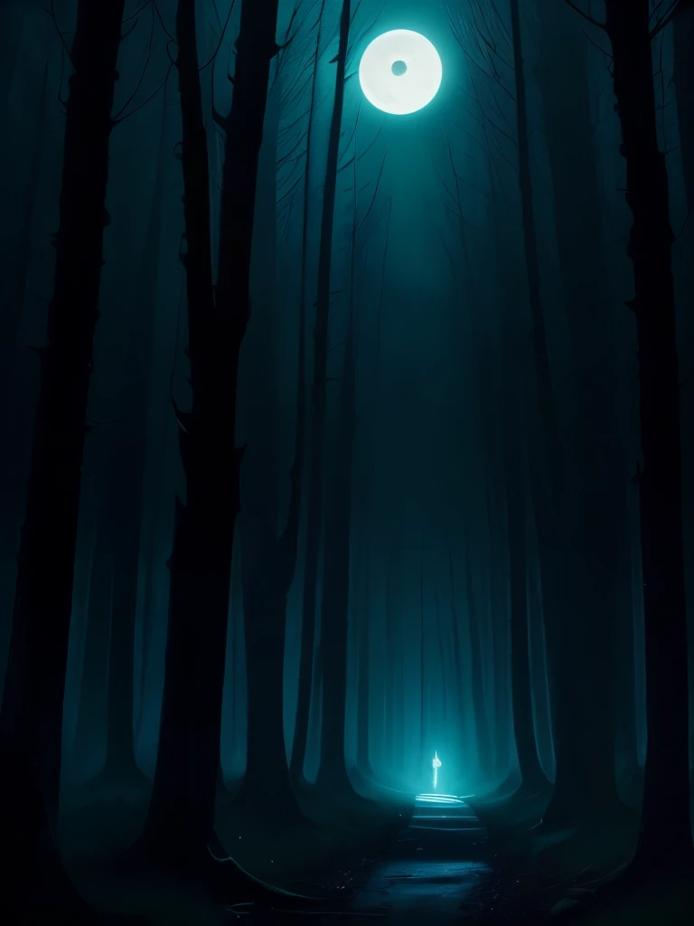 trees in the dark with a full moon in the background, dark nature background, dark, dark atmosphere pinterest, eerie mood, dark blue atmosphere, beautiful with eerie vibes, night in a dark forest, eerie thriller aesthetic!!!!, eerie vibe, extremely moody b...