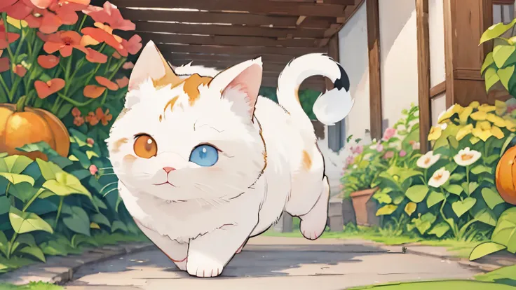 (masterpiece),(Best Quality),(Very detailed),(High resolution),((line art)),((watercolor)),16k,wallpaper,Very detailed drawing of a calico cat、Insane Details、Very detailed猫、My house where a calico cat roams、Calico cat Munchkin walking on the promenade、Old ...