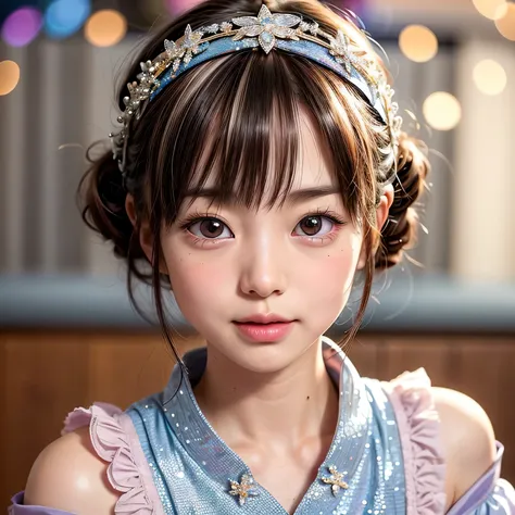 8k, High-level, absurd, masterpiece, best quality, primitive, very detailed CG, very detailed wallpaper, perfect lighting, Extremely detailed (((The personifying " Eiko Koike " as a Little Girl))), MysticSight, Tyndall effect, Tyndall scattering, Studio gr...