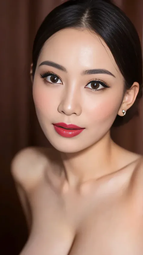 ((Realistic lighting, Best quality, 8K, Masterpiece: 1.3)), Clear focus: 1.2, 1 indonesian girl, lolita , Perfect body, chubby girl 40 Years Old, beauty nude, naked, (nude, medium saggy breasts: 1.3), lace material, (indoor, night: 1.1), porn studio backg...