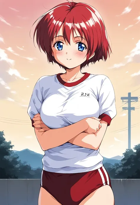 score_9, score_8_up, score_7_up, source_anime, rating_explicit, break  hinomoto_hikari, solo, red hair, short hair, blue eyes, b...