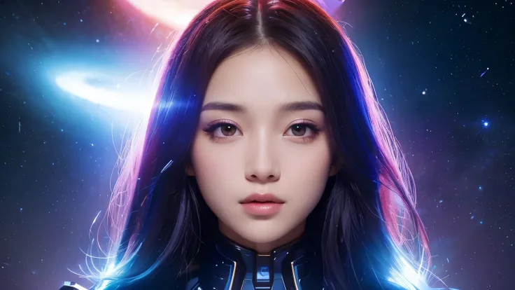 galaxy,head shot,The most beautiful,Ai influencer girl,looking at viewer