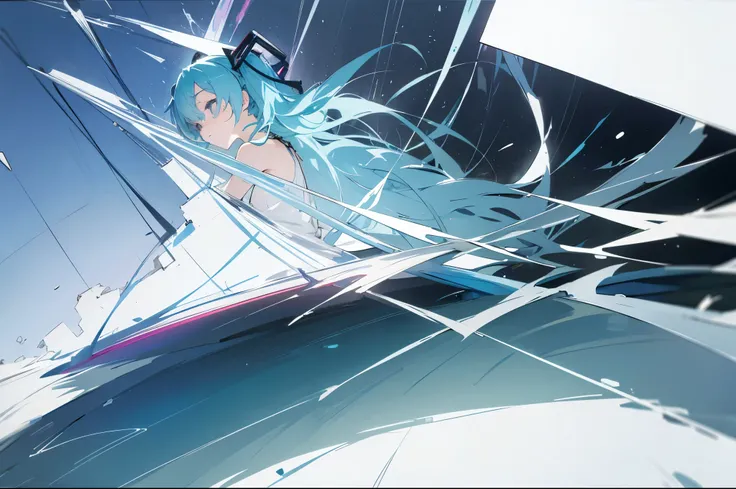 {Hatsune Miku},cinematic angle ,simple background(white),{rough sketch},crymasterpiece,