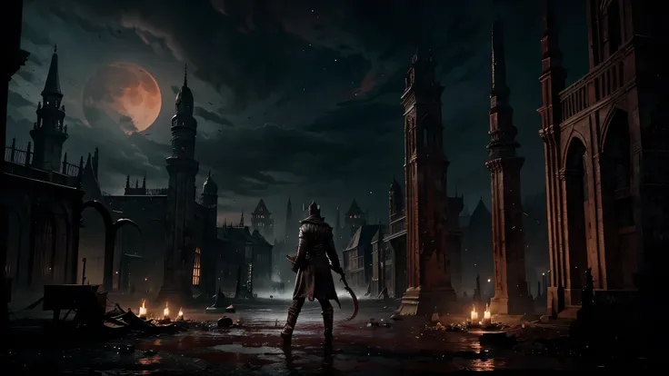 youtube banner, Bloodborne Thema, red blood moon, mysterious