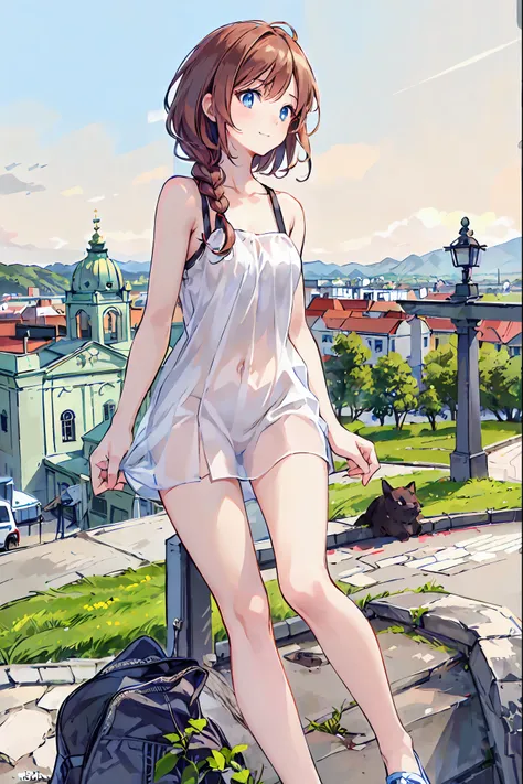  (anime:1.5), ((Best Quality)), (RAW Photos:1.2), (High resolution:1.3), (Professional photography:1.2), (chromatic aberration), (Best Quality:2.0), (Red face:1.3), (Realistic:1.5), 1 ,((Beautiful profile))，Rooftop，Overlooking the city， Precision small han...