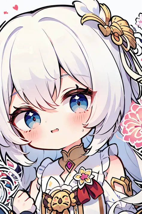 (masterpiece), high details, high quality, (best quality), (super detail), perfect detailed eyes, perfect detailed face, chibi, 2d, animation, girl, cute, happy, flower, Heart symbol, pop