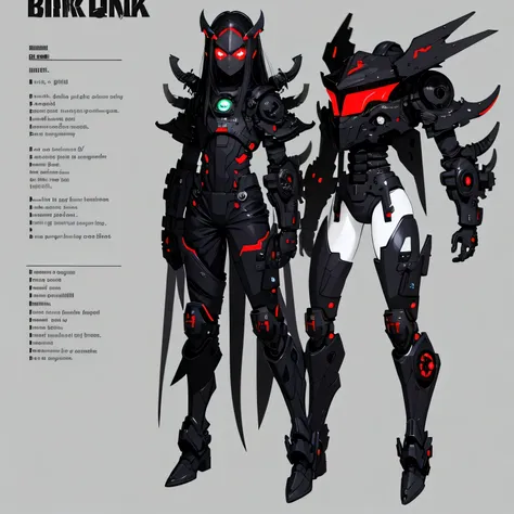 biopunk, biopunk art, biopunk atmosphere, ((character sheet list)), (concept arts), knee length portrait, gloomy biopunk demon girl, dark skin, (dark black skin), (red visor), long smooth hair, gray noise colour hair, open shoulders, meat helmet, membrane ...