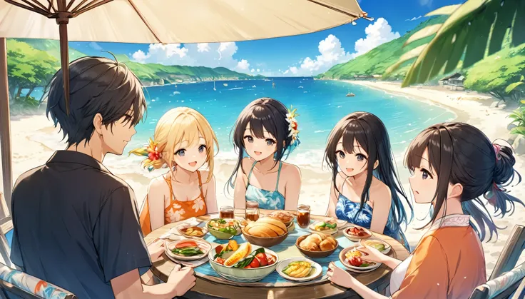 The summer wind brings everyone together for this once-a-year special gathering. The scene conveys the sentiment of not wanting to waste a summer. Friends reunite, cherishing each other’s company, while enjoying the pleasant Okinawan breeze.