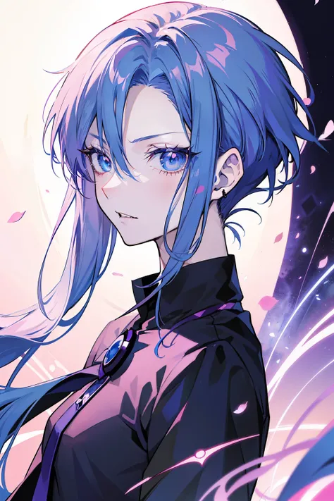 anime girl with blue eyes and purple shirt, anime style character, androgynous vampire, high quality anime artstyle, anime style like fate/stay night, anime character, 2 d anime style, trigger anime artstyle, portrait of jinx from arcane, 1  anime goth gir...