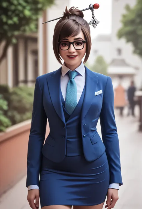 score_9, score_8_up, score_7_up, score_6_up, score_5_up, score_4_up, 3d,
owmei, hair bun, glasses, hair stick, three-piece suit, ((waistcoat)), skirt suit, dress shirt, necktie, blazer, suit jacket, bodycon pencil skirt, (shirt with white collar), white sh...