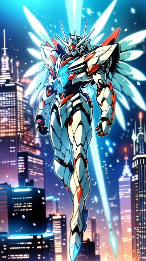 (masterpiece:1.5, best quality:1.5, extremely delicate:1.5), (male:1.5), humanoid Mecha, fully enclosed shoulder guards, matching arm and leg guards, full body, full armor, the design balances heavy with agility, (((the color scheme is primarily Blue with ...