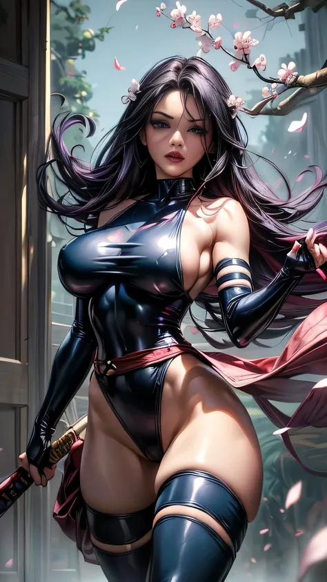 ((showing backside and ass))((tall, beautiful, gorgeous psylocke from x-men series)) (()) (()) ((blue eyes)), ((dark eyeshadows make up)) ((red lips)) ((long straight black hair with bangs)) ((big breast:1.5)) ((skinny body:1.3)) ((wear tiny thong light bl...