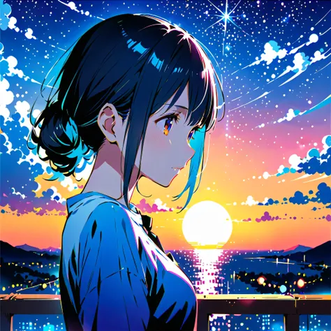 Created exquisite illustrations reminiscent of Makoto Shinkai&#39;s style, Features extremely fine detail and top quality. Angelic, Detail of a woman walking, A woman is wearing a hoodie and holding a machine gun, fighting monsters, The best building in th...