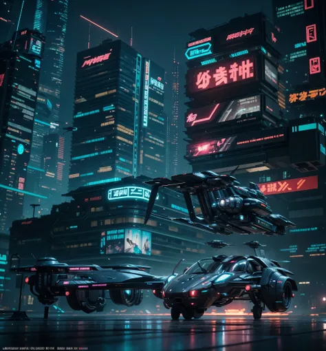 there is a futuristic hover vehicle that is flying through the city, cyberpunk hover flying car, 3 d octane render conceptart, hyper-realistic cyberpunk style, cyberpunk highly detailed, 8k octane 3d render, anime art vehicle concept art, 8 k octane detail...