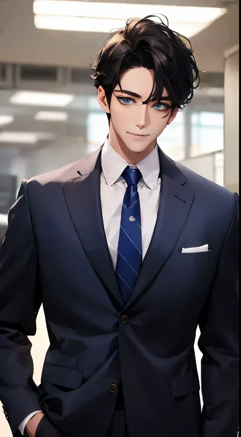 (Highest quality,4K,8K,High resolution,masterpiece:1.2),Super detailed,(Realistic,photoRealistic,photo-Realistic:1.37),1 personld,Mature Man,Beautiful skin、Profile、very handsome,Expressionless,smile,Short gray black hair,blue eyes,Sharp Eyes,A perfect face...