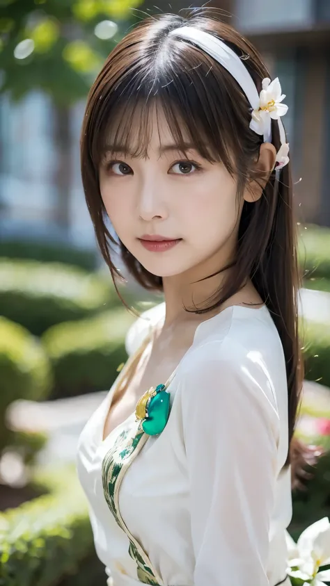 (Dynamic Angle:1.3),extreme close up,Windy,映画ofハイライト,1人of女of子,Upper body dancing,View your audience, violet_Evergarden alone, jewelry, blank eye,brooch, blonde_hair,( vevry long hair:1.2),floating hairlong_sleeve, ribbon green_eye, camisole, dress, gem, ha...