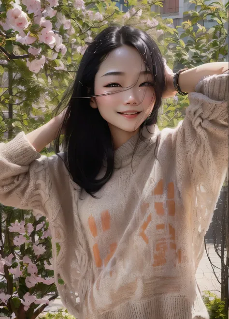 Woman with long dark hair in sweater and jeans, Smiling mouth corners upturned，Xintong Chen, 8K)), 🍁 Lovely, wenfeiye, Qifeng Lin, xision wu, Shikami, chengyou liu, open, Sorry for my, Inspired by Kim Jong-hee, 24MP, Inspired by Huang Ji, 240,000 pixels, l...