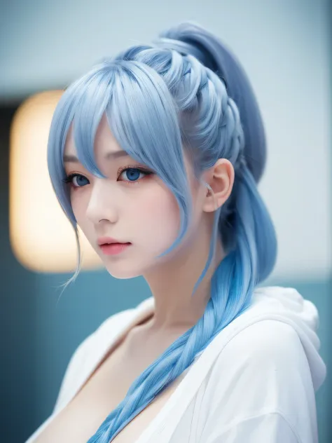 (best quality, masutepiece:1.2), 1 girl, schoolgirl, solo, sky blue hair,eyes with beautiful details,the upper part of the body,...