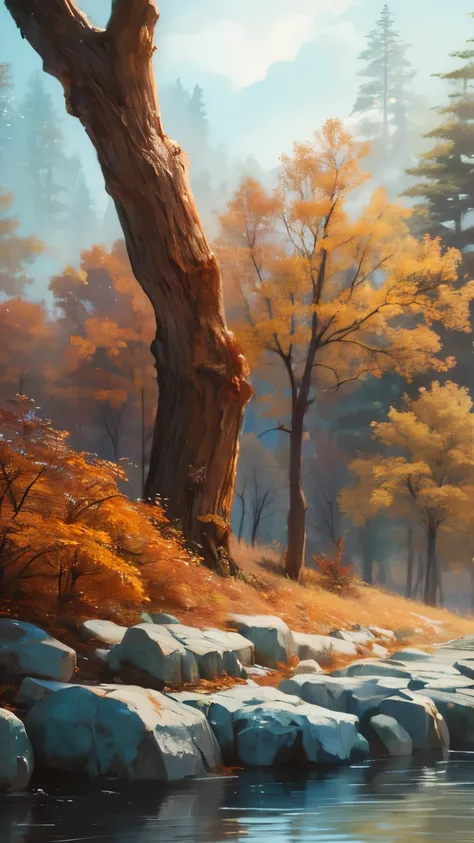 An ancient forest, Extremely refined、High-quality digital presentation, Reach 4K resolution. This work was featured on ArtStation for its sharp focus, Rich lighting changes, As well as a very complex and detailed central composition.. Inspired by artists l...