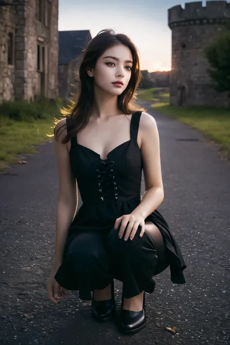 1 girl, (she is wearing a gothic black dress.:1.2), very beautiful japanese idol portraits, (raw photo best quality), (realistic...