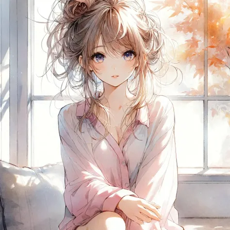 Official art using high-quality hand-drawn watercolor sketch techniques. (best quality,4k,8k,highres,masterpiece:1.2),ultra-detailed,beautiful detailed eyes,A girl with beautiful eyes, everyone, beautiful anime girl, cute anime girl, smooth anime art, anim...