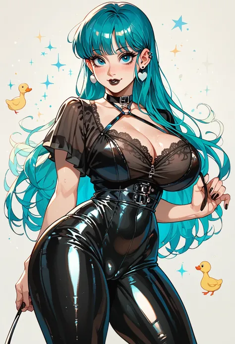 Bulma, sexy, Big Breasts, fat Ass, Cool Beauty, stand, (((gothic style))), ((Open-chested clothing, Well good)), cameltoe, oiled body, see through leggings, duck face sexy, huge hard fake tits, showing gigantic cleavage, wearing dominatrix uniform,,