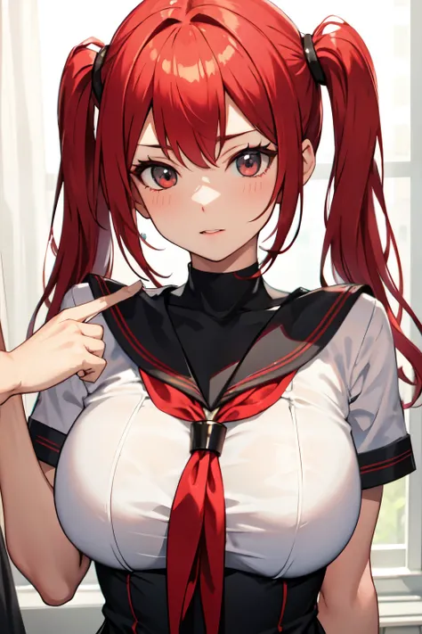 8ｋ,Best Quality,masterpiece, Sharp focus,High school girl，，Red Hair，Lewd，Sailor suit