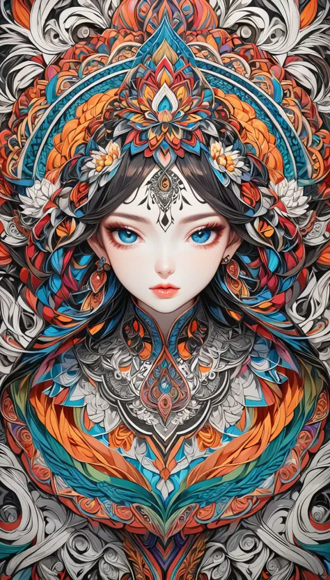 Official Art, wallpaper, Super detailed, (((Very detailed eyes and face))), Close your mouth, masterpiece, highest quality, Realistic portraits, (ZenTangle, Mandala, Tangle, EnTangle), Complex clothing, Very detailed, Dynamic Angle, The most beautiful form...