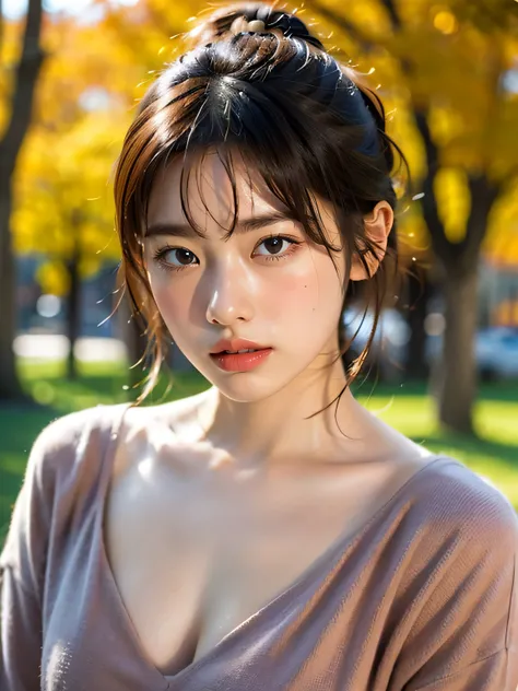 ((highest quality)), (be familiar with), beautiful girl, Japanese girl, one person, no cut, Slender, baby face, Photo like, Cosplayer, outdoor, Autumn Clothes, chiaroscuro, ((masterpiece)), 16k, textured skin, super detail