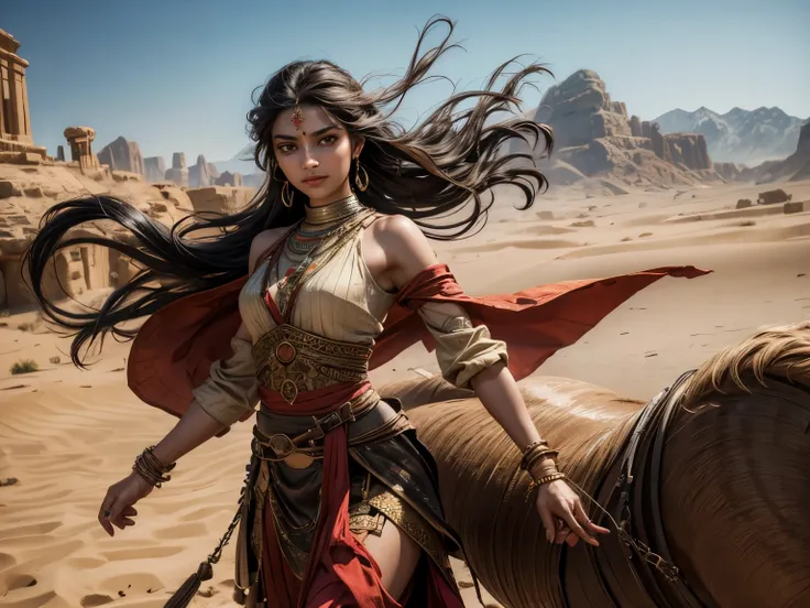 Style: "Prehistoric fantasy setting with a focus on authentic primitive clothing and accessories, reflecting the materials and craftsmanship of early human cultures bronze age. Indus Valley Civilization" 
1girl Anaya, swift weaver is a beautiful prehistori...