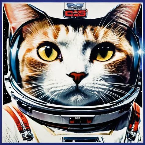 Space Cat, Movie poster style,5 cats, Face only