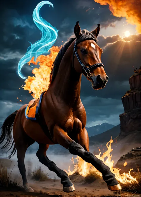 Make me a picture of elemental horses fantasy