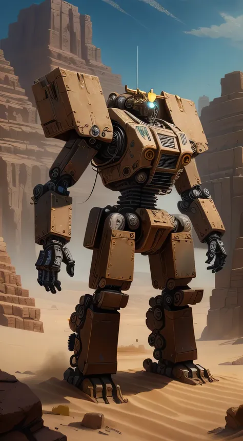 ExpeditionStyle mech, colorful, desert environment, treasure seeking, felted mech mech, (Masterpiece:1.3) (best quality:1.2) (high quality:1.1)