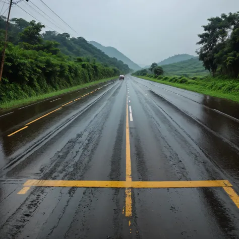 Beautiful Indian highway with rainy season in evening 