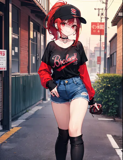 Realistic,Best Quality, Ultra Detail, High-quality CG rendering, The most delicate and beautiful, Floating softly, High resolution, (1 girl), (Highest quality,4K,8k,masterpiece:1.2),(Bright Red Hair:1.5), (ponytail:1.5),(Red eyes:1.5),(Slightly larger brea...