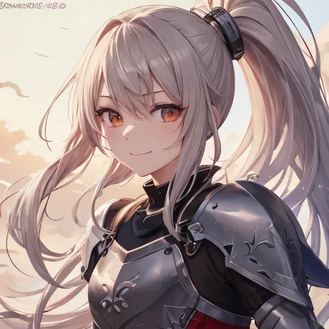 long hair, ponytail, smile, anime, UHD, retina, masterpiece, accurate, anatomically correct, textured skin, super detail, high details, high quality, award winning, best quality, highres, 1080P, HD, 16k, neutral, knight