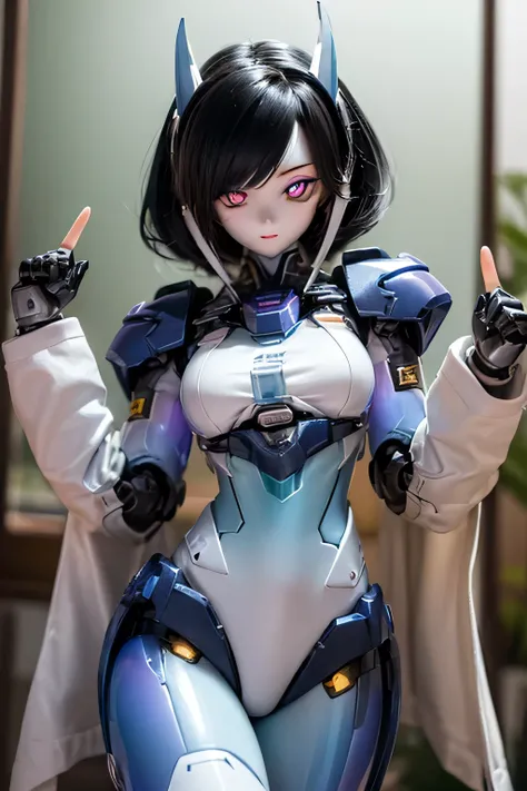 (SFW:2), photorealistic, realistic photo, 8k, ((highest quality)), ((masterpiece)), (extremely detailed), kukolnydom, doll, mecha musume, mechanical parts, robot joints, head gear, (cowboy shot, mature woman, 21yo, 21_years_old, solo:1.6), (holding energy ...