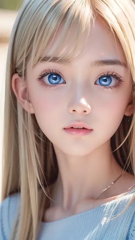 Dressed、(Photorealistic:1.4)、(ハイパーRealistic:1.4)、(Realistic:1.3)、(Smooth lighting:1.05)、(Improved cinematic lighting quality:0.9)、32K、1 Girl、Very cute expression、Beautiful blonde girl、Realistic top lighting、Backlight、Face Light、Super long silky hair、Ray tr...
