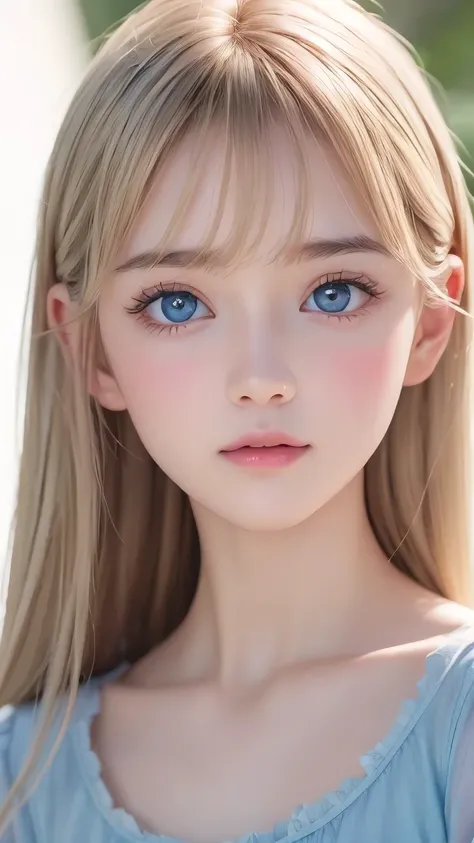 Dressed、(Photorealistic:1.4)、(ハイパーRealistic:1.4)、(Realistic:1.3)、(Smooth lighting:1.05)、(Improved cinematic lighting quality:0.9)、32K、1 Girl、Very cute expression、Beautiful blonde girl、Realistic top lighting、Backlight、Face Light、Super long silky hair、Ray tr...