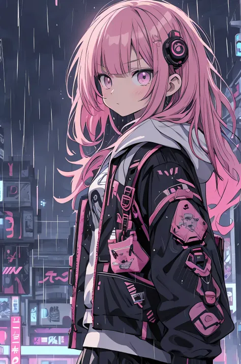 Anime girl carrying backpack and backpack in the rain, anime style</input></> 4 k, Cyberpunk animated girl wearing hoodie, 4k anime wallpaper, anime art wallpaper 8k, Anime Art Wallpaper 4K, anime art wallpaper 4k, anime wallpaper 4k, anime wallpaper 4k, a...