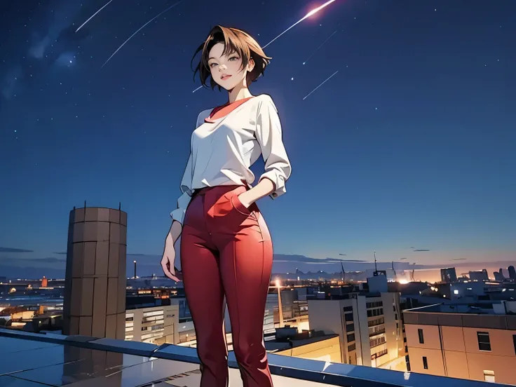 Anime girl standing on a rooftop looking at the starry night sky, Anime Wallpaper 4k, Anime Wallpaper 4 k, 4k Anime Wallpaper, anime art wallpaper 8k, anime art wallpaper 4k, anime art wallpaper 4k, Anime Style 4k, Makoto Shinkai Cyril Rolland, 4K Manga Wa...