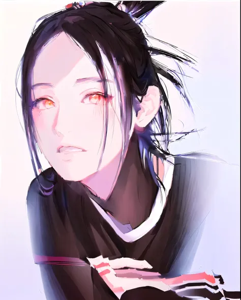 Anime girl with black hair and black and white shirt, guweiz style artwork, Practical. translate, Inspired by Yang Juncheng, blackpink jisoo portrait, 🤤 Girl Portrait, Practical cute girl painting, Digital Art Ilya Kuvshinov, Digital animation illustration...