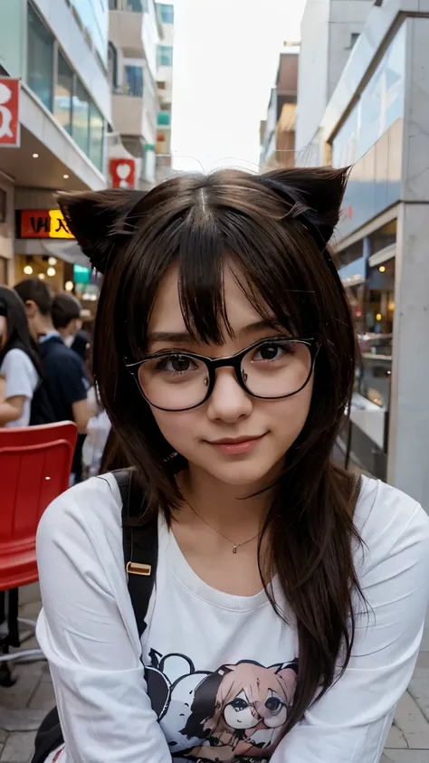 An anime IT girl wearing glasses like a cute little dog, flirting with people to love her.