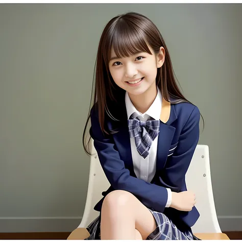 (Highest quality, masterpiece:1.2), Highest quality, High resolution, 1080P, 8k, height: 158cm, Solo, (Alone, A noble, graceful and intelligent kawaii 15yo Japanese too-white-skin straight-long-haired 1980s most beautiful young idle in Japan is seated and ...