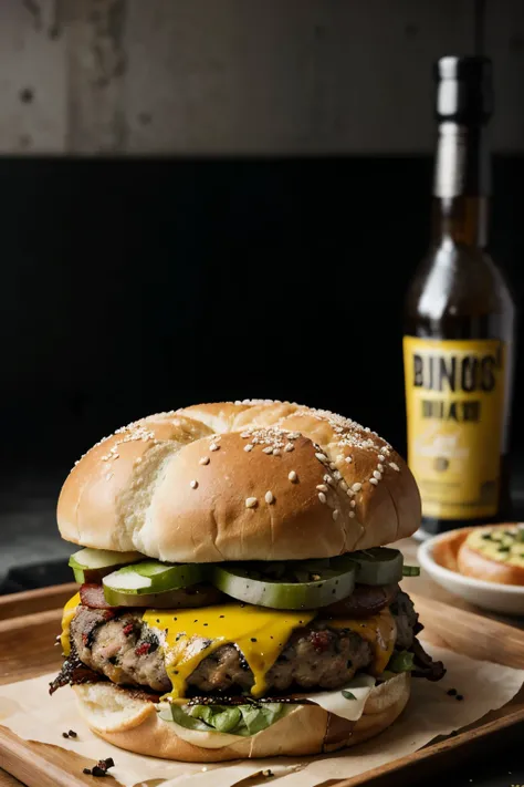 Smash burgers with black sesame bread made with a skull