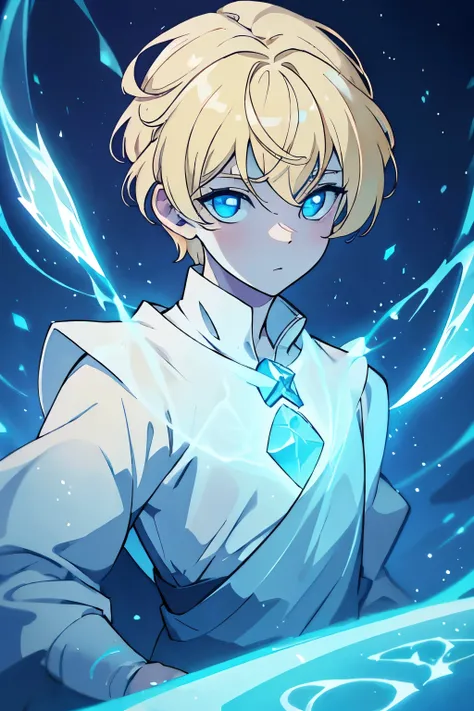 a ghost boy with blonde hair and blue eyes, ethereal, glowing, otherworldly, delicate features, wispy hair, pale skin, serene expression, translucent body, floating, mystical, dreamlike, soft lighting, pastel colors, (best quality,4k,8k,highres,masterpiece...