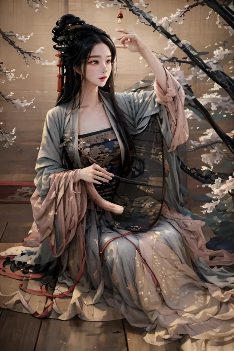 ((Masterpiece up to 16K resolution:1.6)),beautiful,Highest quality,Absolutely wonderful,Very detailed,Ultra-high resolution,masterpiece,Realistic,Realistic,Increased depth of field,Cinematic Light,
One elegant young girl woman, Long black hair,Beautiful ...