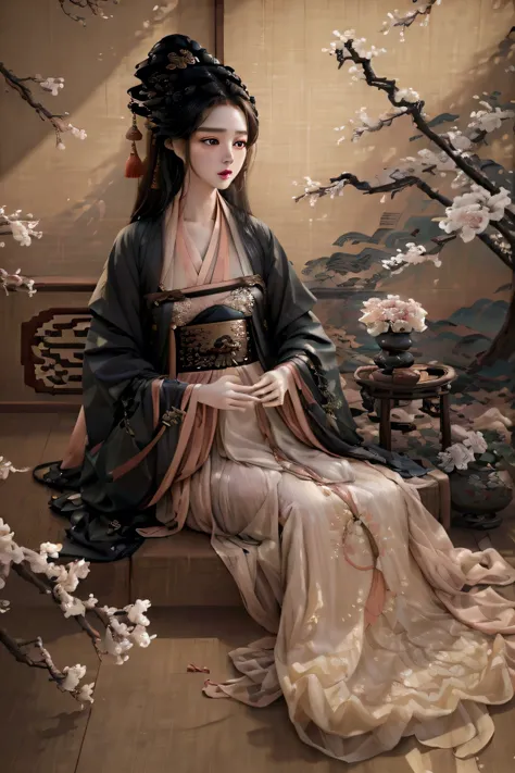 ((Masterpiece up to 16K resolution:1.6)),beautiful,Highest quality,Absolutely wonderful,Very detailed,Ultra-high resolution,masterpiece,Realistic,Realistic,Increased depth of field,Cinematic Light,
One elegant young girl woman, Long black hair,Beautiful ...
