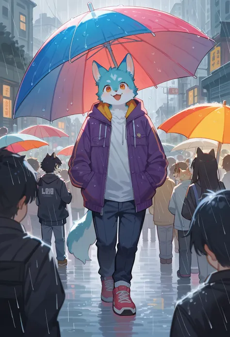 cover_page, highres, top quality, best quality, paid reward available, High-quality illustrations, unparalleled masterpiece, perfect artwork, absurdres, super high resolution, detailed background, rainy day, colorful Umbrella, 6+boys, 6+girls, Happy, joyfu...